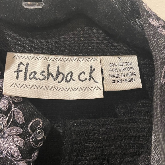 Flashback Black Button Front Stand Up Collar Embroidered Beaded Jacket - Picture 10 of 11